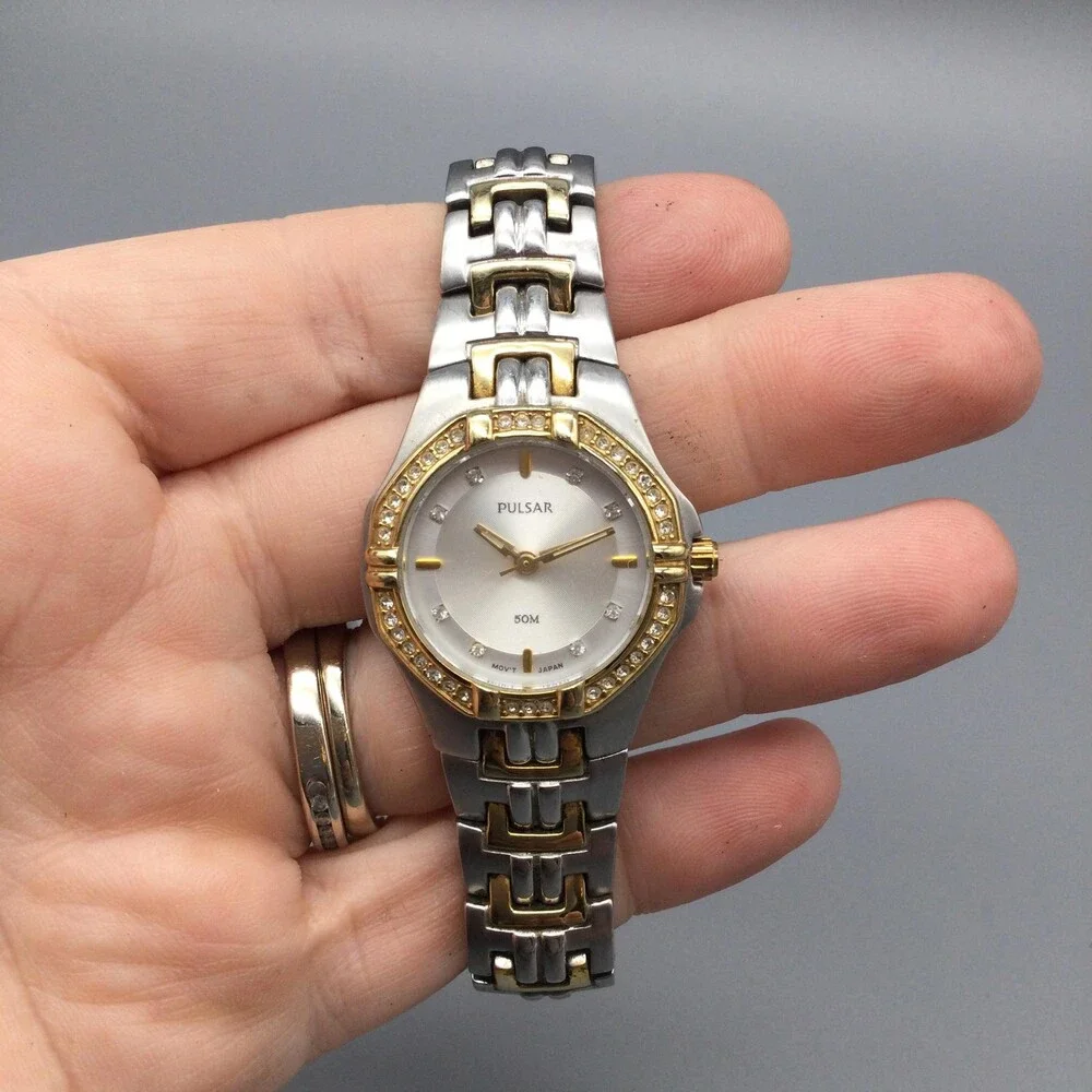 Pulsar Womens Watch 26mm Two Tone Silver Gold VX51-X416 50M New Battery 6